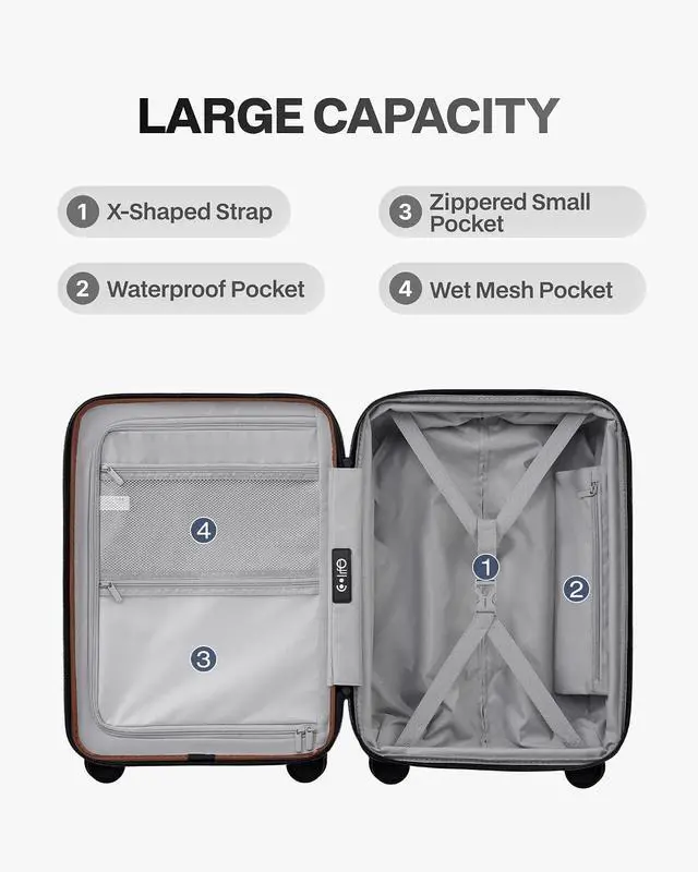 Alt view image 6 of 7 - Luggage Sets Checked Suitcases - 2 Piece, Travel Carry on with Spinner Wheels, Expandable Hardside Large Suitcase with TSA Lock,20+29 Inch Orange