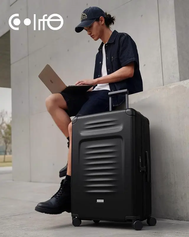 Alt view image 2 of 7 - Checked Suitcases Luggage: Large Travel Luggage with Spinner Wheels Expandable Hardside Suitcases with TSA Lock,29 Inch Black