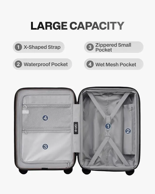 Alt view image 6 of 7 - Luggage Sets Checked Suitcases - 2 Piece, Travel Carry on with Spinner Wheels, Expandable Hardside Large Suitcase with TSA Lock,20+29 Inch Apricot