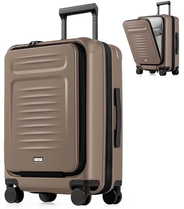Main image of Carry On Luggage Suitcase : 22x14x9 Airline Approved Travel Luggage with Spinner Wheels, Front Pocket Expandable Hardshell Suitcases with TSA Lock Apricot