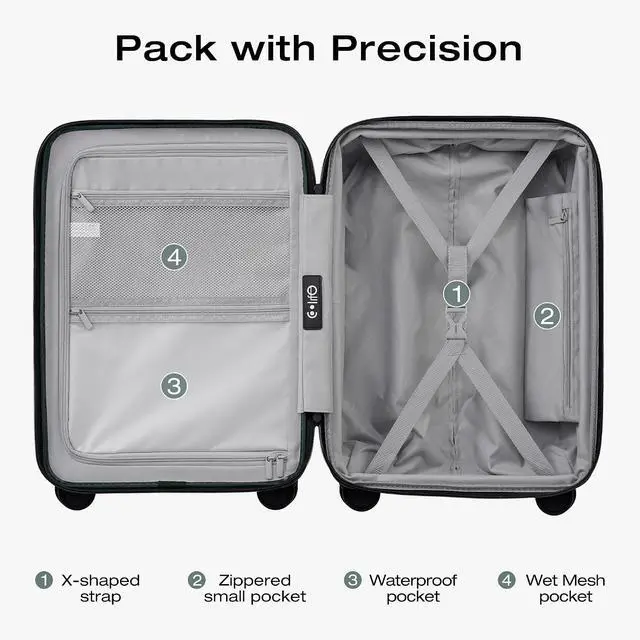 Alt view image 6 of 7 - Luggage Sets Checked Suitcases - 2 Piece, Travel Carry on with Spinner Wheels, Expandable Hardside Large Suitcase with TSA Lock,20+29 Inch Green