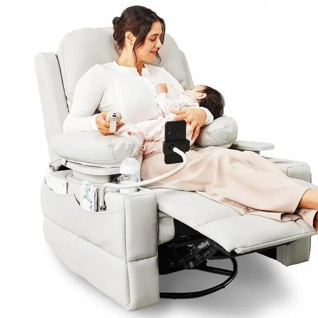 Main image of MAMAZING Lullapod Power Nursery Recliner Rocking Chair, Triple Motor Power Recliner with HugAssist Armrest, 270° Swivel Glider and Quiet Rocking Chair Nursery with Dual Charging Port and Storage
