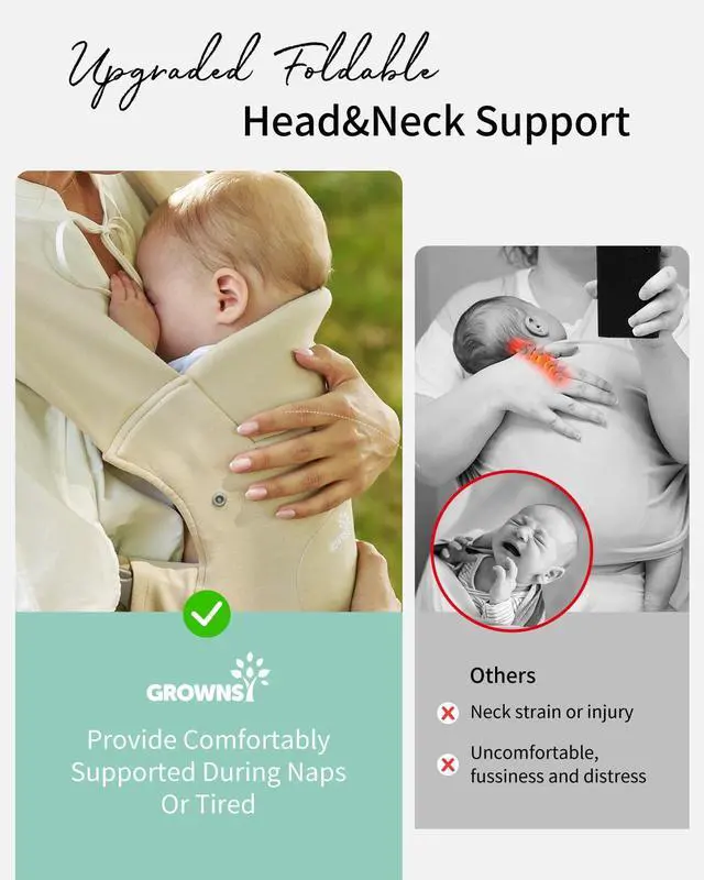 Alt view image 3 of 6 - Baby Carrier, Cozy Newborn Carrier, Ergonomic Baby Wraps Carrier Newborn to Toddler with Head Support, Cream