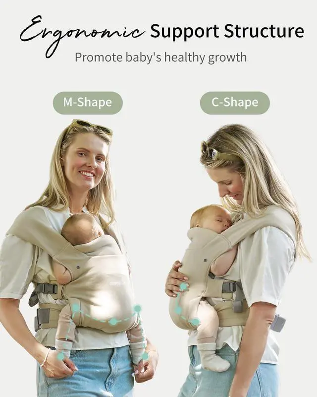 Alt view image 5 of 6 - Baby Carrier, Cozy Newborn Carrier, Ergonomic Baby Wraps Carrier Newborn to Toddler with Head Support, Cream