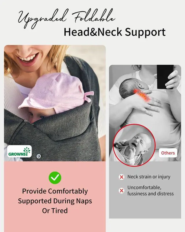 Alt view image 3 of 7 - Baby Carrier Newborn to Toddler, Cozy Baby Wraps Carrier, Ergonomic Baby Carrier with Head Support, Deep Grey