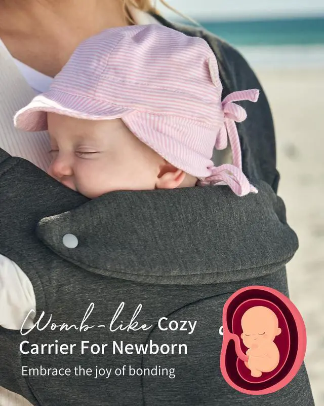 Alt view image 2 of 7 - Baby Carrier Newborn to Toddler, Cozy Baby Wraps Carrier, Ergonomic Baby Carrier with Head Support, Deep Grey