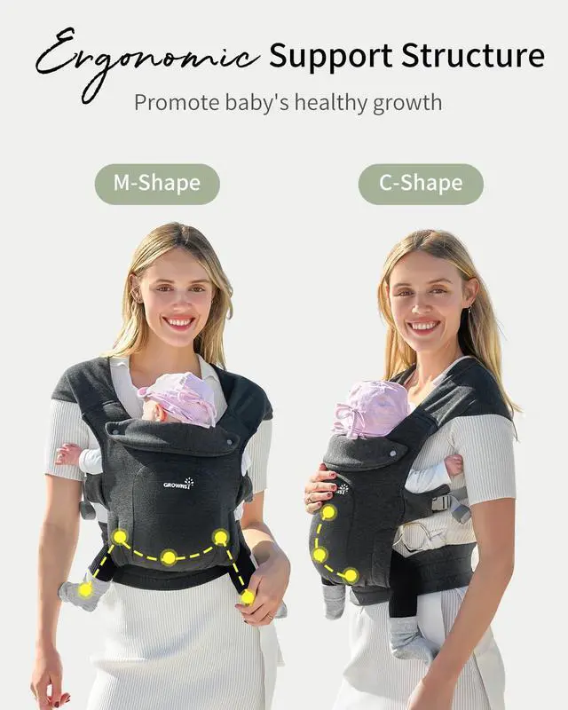 Alt view image 5 of 7 - Baby Carrier Newborn to Toddler, Cozy Baby Wraps Carrier, Ergonomic Baby Carrier with Head Support, Deep Grey