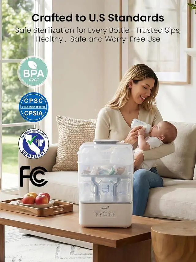 Alt view image 5 of 7 - 8-in-1 Fast Baby Bottle Warmer & 3 Layers Large Bottle Sterilizer and Dryer