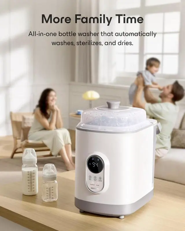 Alt view image 2 of 7 - Baby Bottle Washer Pro, Sterilizer & Dryer Wash 6 Bottles at Once, All-in-One Washer Machine for Bottles, Pump Parts & Baby Essentials Replaces Hand Washing, Time-Saving for Busy Parents