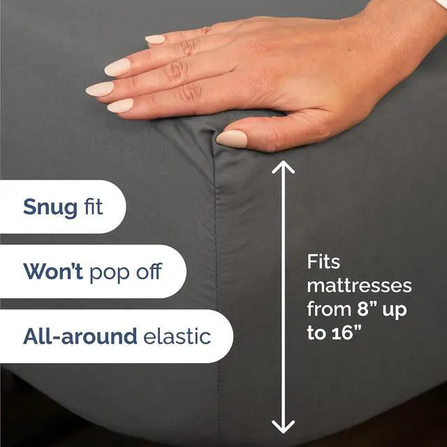 Alt view image 3 of 7 - Cal King 6 Piece Sheet Set - Comfy Breathable & Cooling - Ultra-Soft Hotel Luxury Bedding Set w/ 8-16 Inch Deep Pockets - 1 Flat & 1 Fitted Sheet & 4 Pillowcases - Wrinkle Free & Easy Care - Charcoal