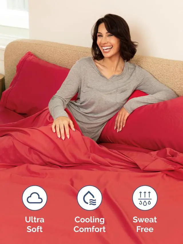 Alt view image 3 of 7 - Extra Deep Twin Fitted Sheet - Hotel Luxury Single Fitted Sheet Only - Easily Fits 18 inch to 24 inch Mattress - Ultra Soft, Wrinkle Free with Extra Deep Pockets - Easy-Care, Breathable & Comfy - Red