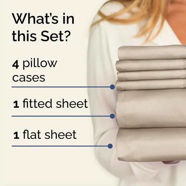 Alt view image 2 of 7 - Cal King 6 Piece Sheet Set - Comfy Breathable & Cooling - Ultra-Soft Hotel Luxury Bedding Set with 8-16 Inch Deep Pockets - 1 Flat & 1 Fitted Sheet & 4 Pillowcases - Wrinkle Free & Easy Care - Cream