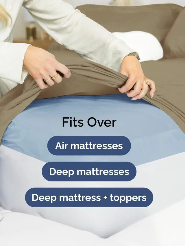 Alt view image 6 of 7 - Extra Deep Twin XL Fitted Sheet - College Dorm Bed Single Fitted Sheet Only w/Extra Deep Pockets - Ultra-Soft & Breathable - Easily Fits 18 to 24 inch Mattress - Wrinkle Free & Fade Resistant - Khaki