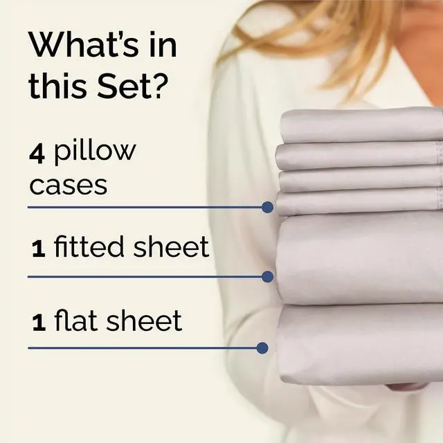 Alt view image 2 of 7 - King 6 Piece Sheet Set - Comfy Breathable & Cooling - Ultra-Soft Hotel Luxury Bedding Set with 8-16 Inch Deep Pockets - 1 Flat & 1 Fitted Sheet & 4 Pillowcases - Wrinkle Free & Easy Care - Light Grey