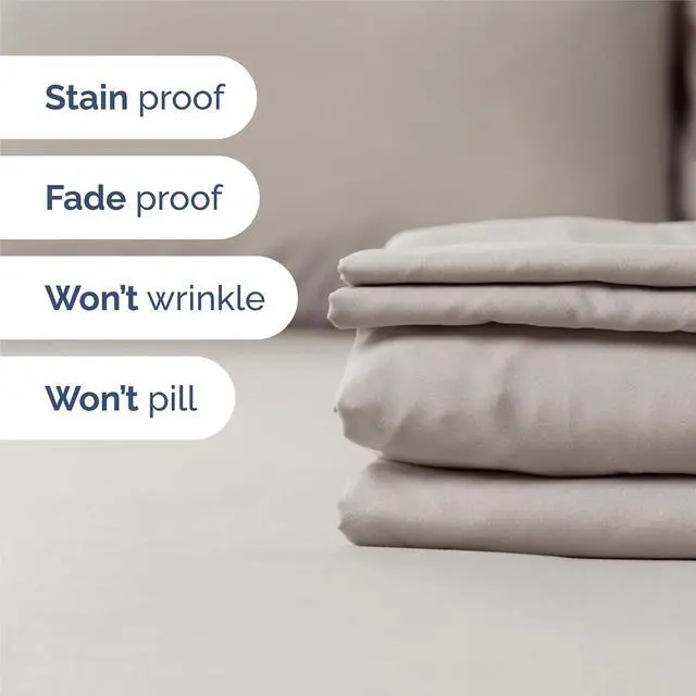 Alt view image 5 of 7 - King 6 Piece Sheet Set - Comfy Breathable & Cooling - Ultra-Soft Hotel Luxury Bedding Set with 8-16 Inch Deep Pockets - 1 Flat & 1 Fitted Sheet & 4 Pillowcases - Wrinkle Free & Easy Care - Light Grey