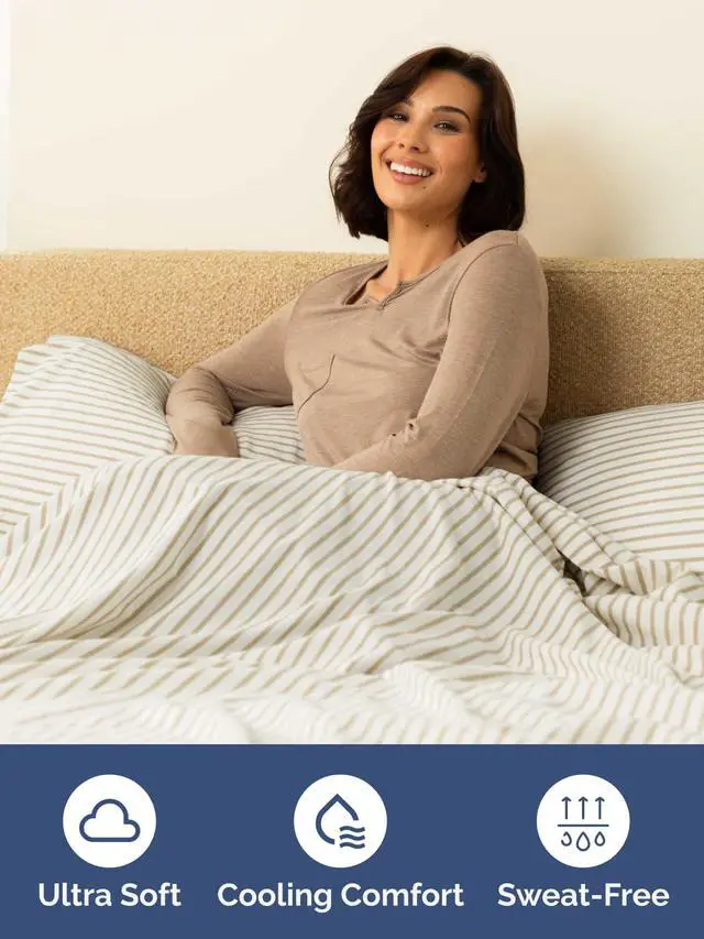 Alt view image 3 of 7 - Extra Deep Twin XL Fitted Sheet - College Dorm Bed Single Fitted Sheet Only w/Extra Deep Pockets - Ultra-Soft & Breathable - Easily Fits 18 to 24 inch Mattress - Wrinkle & Fade Free - Beige Stripes 2