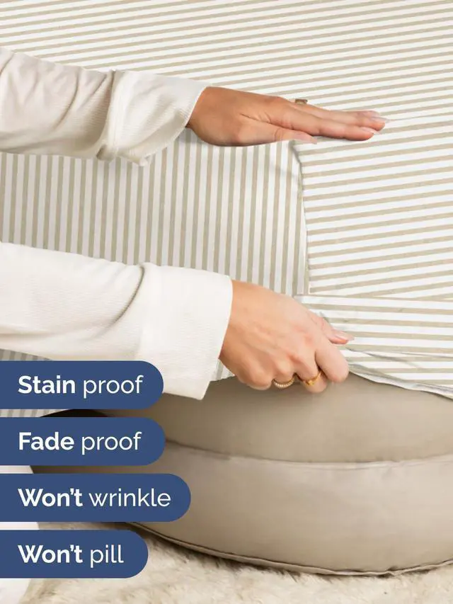 Alt view image 4 of 7 - Extra Deep Twin XL Fitted Sheet - College Dorm Bed Single Fitted Sheet Only w/Extra Deep Pockets - Ultra-Soft & Breathable - Easily Fits 18 to 24 inch Mattress - Wrinkle & Fade Free - Beige Stripes 2