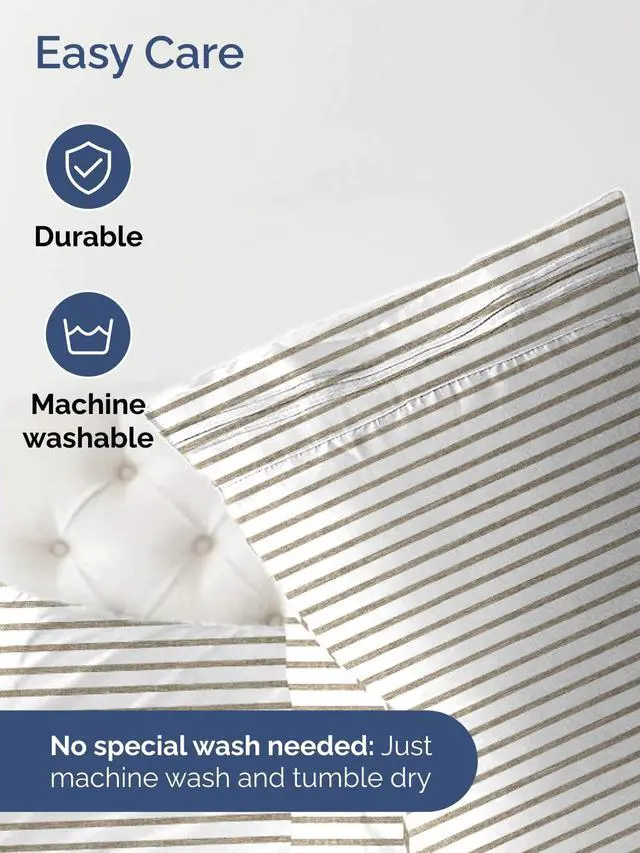 Alt view image 5 of 7 - Extra Deep Twin XL Fitted Sheet - College Dorm Bed Single Fitted Sheet Only w/Extra Deep Pockets - Ultra-Soft & Breathable - Easily Fits 18 to 24 inch Mattress - Wrinkle & Fade Free - Beige Stripes 2