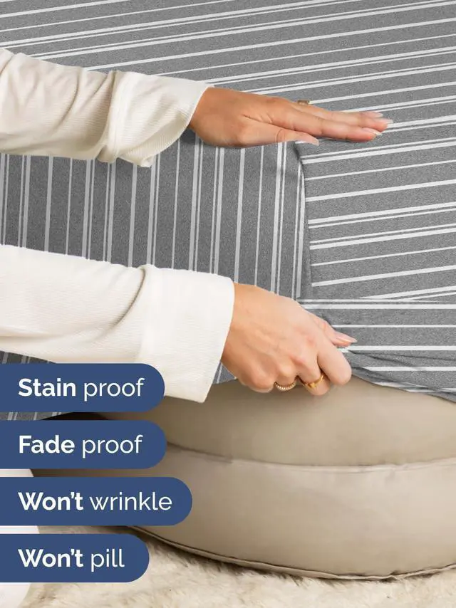 Alt view image 4 of 7 - Extra Deep Twin XL Fitted Sheet - College Dorm Bed Single Fitted Sheet Only w/Extra Deep Pockets - Ultra-Soft & Breathable - Easily Fits 18 to 24 inch Mattress - Wrinkle & Fade Free - Grey Stripes 3