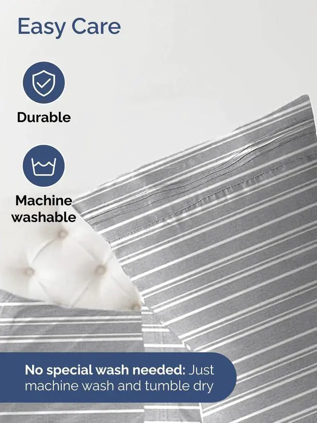 Alt view image 5 of 7 - Extra Deep Twin XL Fitted Sheet - College Dorm Bed Single Fitted Sheet Only w/Extra Deep Pockets - Ultra-Soft & Breathable - Easily Fits 18 to 24 inch Mattress - Wrinkle & Fade Free - Grey Stripes 3