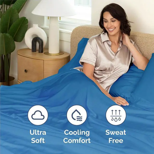 Alt view image 4 of 7 - Cal King 6 Piece Sheet Set - Comfy Breathable & Cooling - Soft Hotel Luxury Bedding Set with 8-16 Inch Deep Pockets - 1 Flat & 1 Fitted Sheet & 4 Pillowcases - Wrinkle Free & Easy Care - Royal Blue