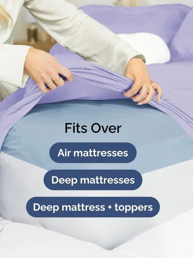 Alt view image 6 of 7 - Extra Deep Twin XL Fitted Sheet - College Dorm Bed Single Fitted Sheet Only w/Extra Deep Pockets - Ultra-Soft & Breathable - Easily Fits 18 to 24 inch Mattress - Wrinkle & Fade Resistant - Lavender