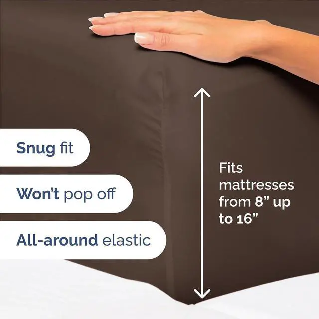 Alt view image 3 of 7 - King 6 Piece Sheet Set - Comfy Breathable & Cooling - Ultra Soft Hotel Luxury Bedding Set with 8-16 Inch Deep Pockets - 1 Flat & 1 Fitted Sheet & 4 Pillowcases - Cozy, Wrinkle Free & Easy Care - Brown