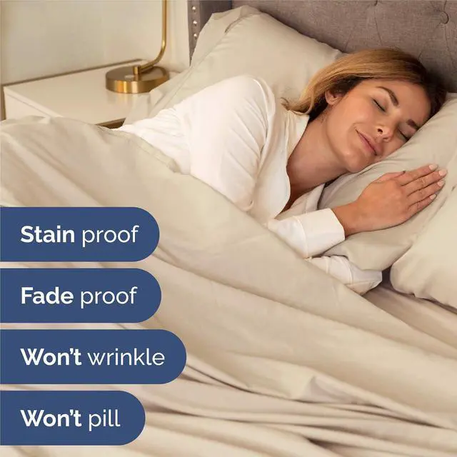 Alt view image 5 of 7 - Cal King 6 Piece Sheet Set - Comfy Breathable & Cooling - Ultra-Soft Hotel Luxury Bedding Set with 8-16 Inch Deep Pockets - 1 Flat & 1 Fitted Sheet & 4 Pillowcases - Wrinkle Free & Easy Care - Wheat