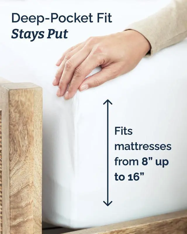 Alt view image 4 of 7 - Twin 4 Piece Sheet Set - Comfy Breathable & Cooling - Ultra Soft Hotel Luxury Bedding Set with 8-16 Inch Deep Pockets - 1 Flat & 1 Fitted Sheet & 2 Pillowcases - Cozy, Wrinkle Free & Easy Care - White