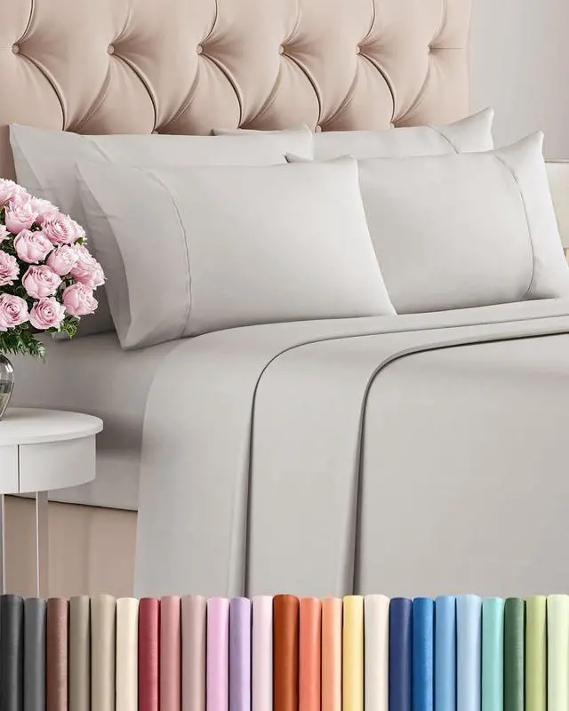 Main image of King 6 Piece Sheet Set - Comfy Breathable & Cooling - Ultra-Soft Hotel Luxury Bedding Set w/ 8-16 Inch Deep Pockets - 1 Flat & 1 Fitted Sheet & 4 Pillowcases - Wrinkle Free & Easy Care - French Grey
