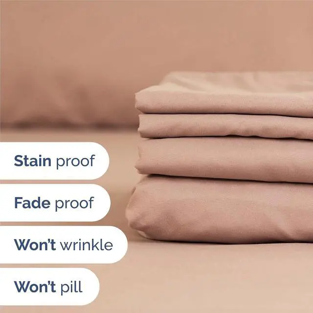 Alt view image 5 of 7 - Split King 7 Piece Sheet Set - Comfy Breathable & Cooling - Ultra-Soft Hotel Luxury Bedding Set w/ 8-16 Inch Deep Pockets - 1 Flat & 2 Fitted Sheet & 4 Pillowcases - Wrinkle Free & Easy Care - Mauve