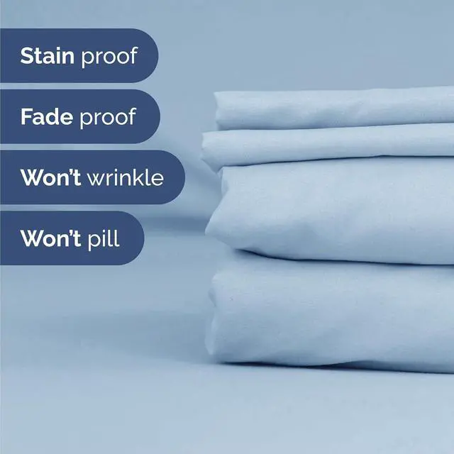 Alt view image 5 of 7 - Queen 6 Piece Sheet Set - Comfy Breathable & Cooling - Ultra-Soft Hotel Luxury Bedding Set with 8-16 Inch Deep Pockets - 1 Flat & 1 Fitted Sheet & 4 Pillowcases - Wrinkle Free & Easy Care - Sky Blue