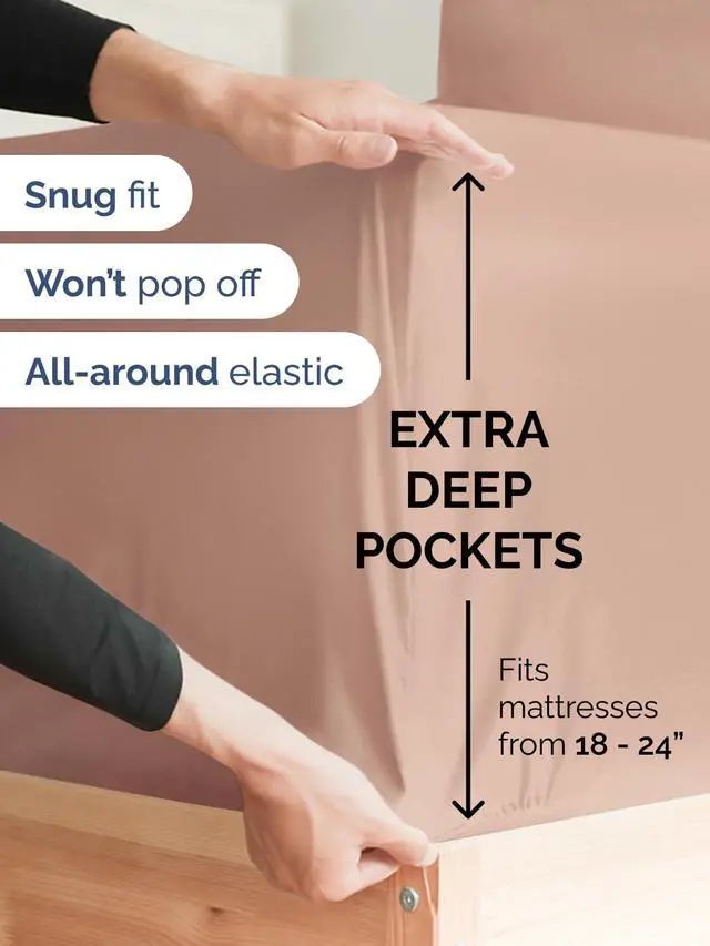 Alt view image 2 of 7 - Extra Deep Twin XL Fitted Sheet - College Dorm Bed Single Fitted Sheet Only w/Extra Deep Pockets - Ultra-Soft & Breathable - Easily Fits 18 to 24 inch Mattress - Wrinkle Free & Fade Resistant - Mauve