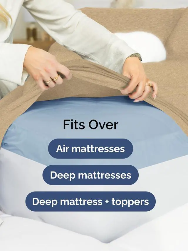 Alt view image 6 of 7 - Extra Deep Twin XL Fitted Sheet - College Dorm Bed Single Fitted Sheet Only w/Extra Deep Pockets - Ultra-Soft & Breathable - Easily Fits 18 to 24 inch Mattress - Wrinkle & Fade Free - Heathered Tan