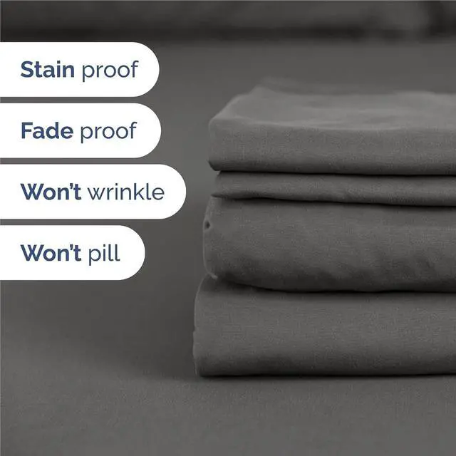 Alt view image 5 of 7 - Full 6 Piece Sheet Set - Comfy Breathable & Cooling - Ultra Soft Hotel Luxury Bedding Set w/ 8-16 Inch Deep Pockets - 1 Flat & 1 Fitted Sheet & 4 Pillowcases - Wrinkle Free and Easy Care - Charcoal