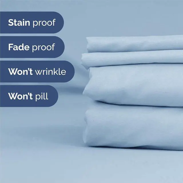 Alt view image 5 of 7 - Split King 7 Piece Sheet Set - Comfy Breathable & Cooling - Soft Hotel Luxury Bedding Set with 8-16 Inch Deep Pockets - 1 Flat & 2 Fitted Sheet & 4 Pillowcases - Wrinkle Free & Easy Care - Sky Blue