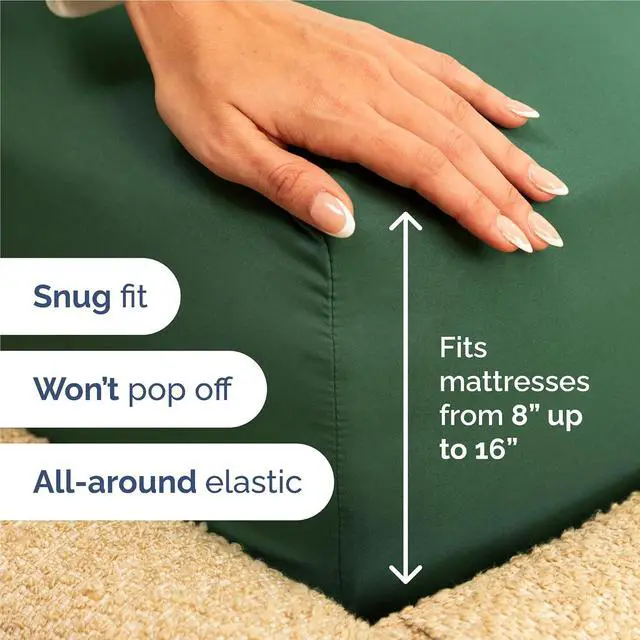 Alt view image 3 of 7 - Full 6 Piece Sheet Set - Comfy Breathable & Cooling - Ultra Soft Hotel Luxury Bedding Set w/ 8-16 Inch Deep Pockets - 1 Flat & 1 Fitted Sheet & 4 Pillowcases - Cozy, Wrinkle Free & Easy Care - Emerald