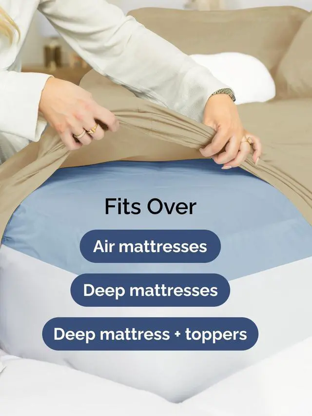 Alt view image 6 of 7 - Extra Deep Twin XL Fitted Sheet - College Dorm Bed Single Fitted Sheet Only w/Extra Deep Pockets - Ultra-Soft & Breathable - Easily Fits 18 to 24 inch Mattress - Wrinkle Free & Fade Resistant - Beige