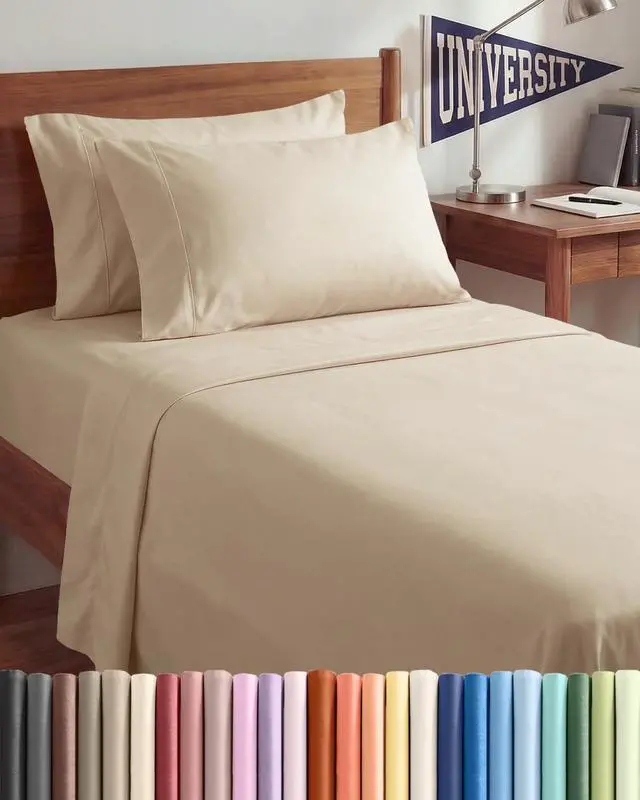Main image of Twin XL 4 Piece Sheet Set - Comfy Breathable & Cooling - Ultra Soft Hotel Luxury Bedding Set w/ 8-16 Inch Deep Pockets - 1 Flat & 1 Fitted Sheet & 2 Pillowcases - Wrinkle Free and Easy Care - Cream