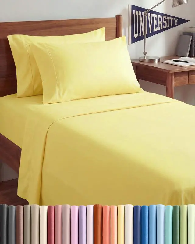 Main image of Twin XL 4 Piece Sheet Set - Comfy Breathable & Cooling - Ultra-Soft Hotel Luxury Bedding Set with 8-16 Inch Deep Pockets - 1 Flat & 1 Fitted Sheet & 2 Pillowcases - Wrinkle Free & Easy Care - Yellow