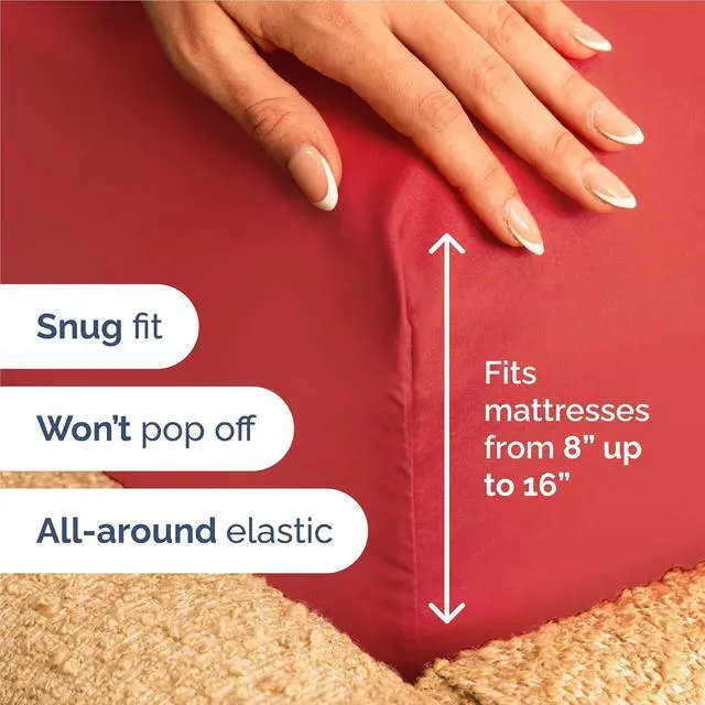 Alt view image 3 of 7 - Full 6 Piece Sheet Set - Comfy Breathable & Cooling - Ultra Soft Hotel Luxury Bedding Set with 8-16 Inch Deep Pockets - 1 Flat & 1 Fitted Sheet & 4 Pillowcases - Cozy, Wrinkle Free & Easy Care - Red