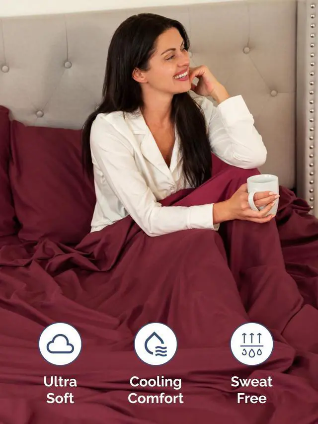 Alt view image 3 of 7 - Extra Deep Twin XL Fitted Sheet - College Dorm Bed Single Fitted Sheet Only w/Extra Deep Pockets - Ultra-Soft & Breathable - Easily Fits 18 to 24 inch Mattress - Wrinkle & Fade Resistant - Burgundy