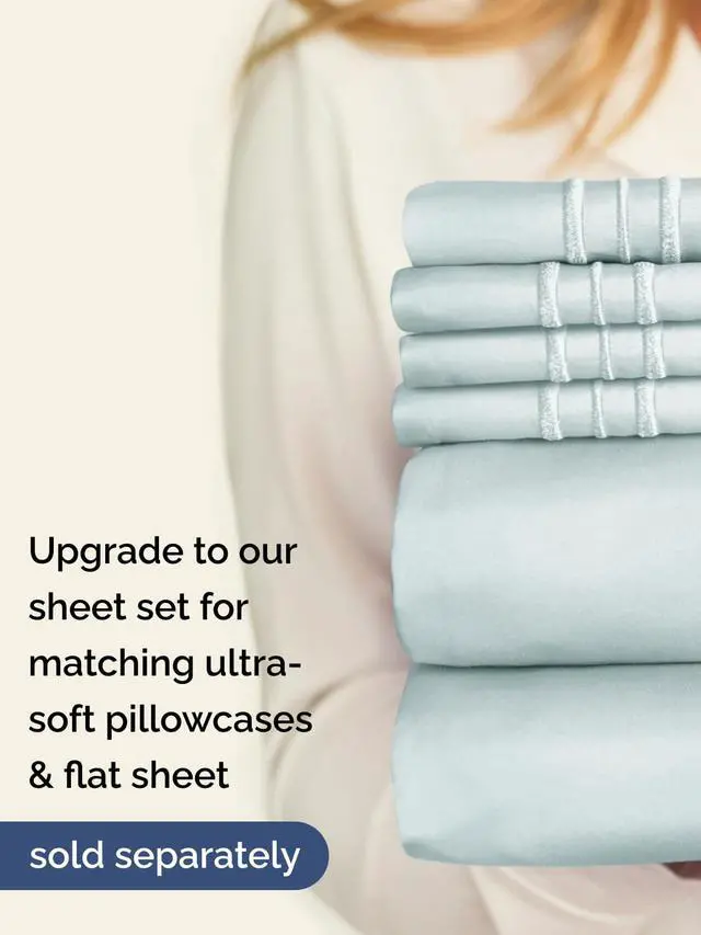 Alt view image 7 of 7 - Extra Deep Twin Fitted Sheet - Hotel Luxury Single Fitted Sheet Only - Easily Fits 18 inch to 24 inch Mattress - Ultra Soft, Wrinkle & Fade Free w/Extra Deep Pockets - Breathable & Comfy - Ice Blue