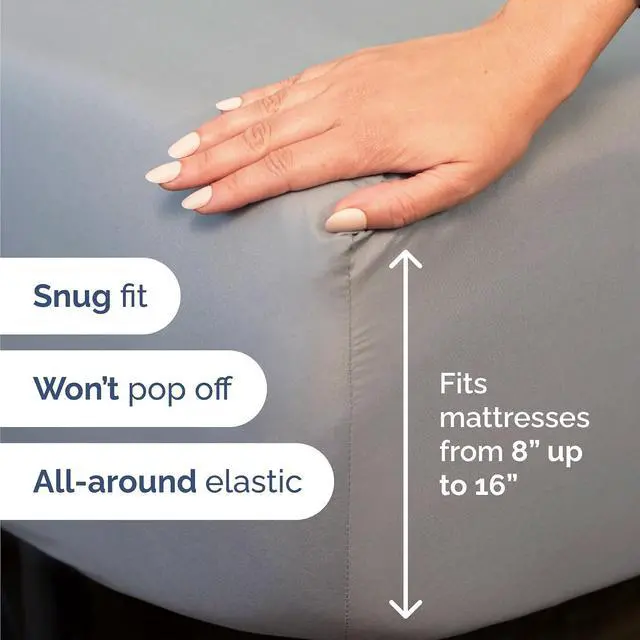 Alt view image 3 of 7 - Queen 6 Piece Sheet Set - Comfy Breathable & Cooling - Ultra-Soft Hotel Luxury Bedding Set w/ 8-16 Inch Deep Pockets - 1 Flat & 1 Fitted Sheet & 4 Pillowcases - Wrinkle Free & Easy Care - Steel Blue