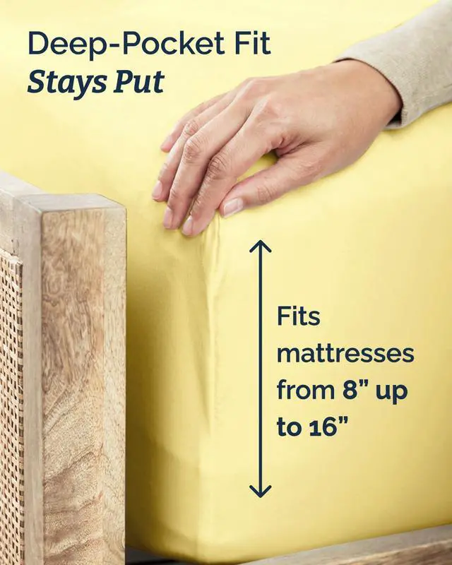 Alt view image 4 of 7 - Twin XL 4 Piece Sheet Set - Comfy Breathable & Cooling - Ultra-Soft Hotel Luxury Bedding Set with 8-16 Inch Deep Pockets - 1 Flat & 1 Fitted Sheet & 2 Pillowcases - Wrinkle Free & Easy Care - Yellow