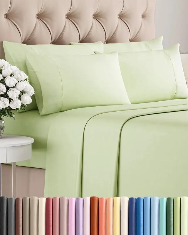 Main image of Queen 6 Piece Sheet Set - Comfy Breathable & Cooling - Ultra-Soft Hotel Luxury Bedding Set w/ 8-16 Inch Deep Pockets - 1 Flat & 1 Fitted Sheet & 4 Pillowcases - Wrinkle Free & Easy Care - Light Sage