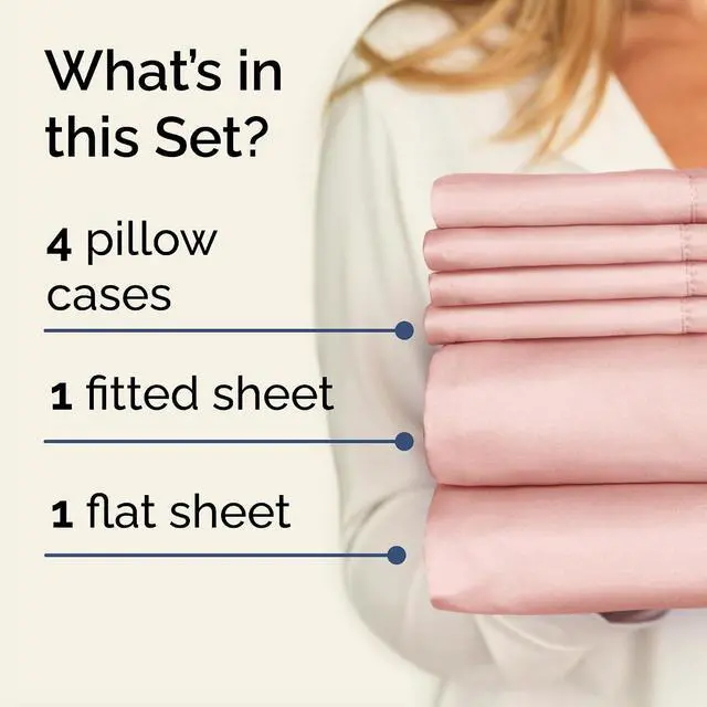 Alt view image 2 of 7 - Cal King 6 Piece Sheet Set - Comfy Breathable & Cooling - Ultra Soft Hotel Luxury Bedding Set w/ 8-16 Inch Deep Pockets - 1 Flat & 1 Fitted Sheet & 4 Pillowcases - Wrinkle Free & Easy Care - Baby Pink