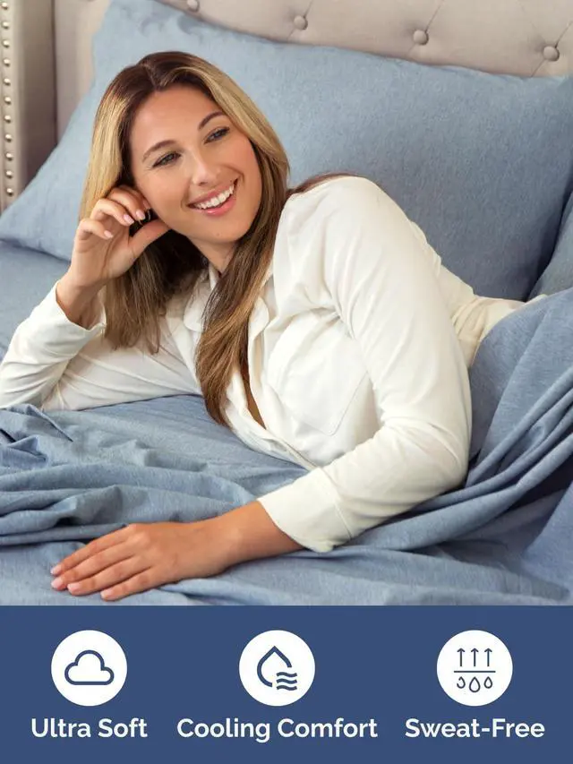 Alt view image 3 of 7 - Extra Deep Twin XL Fitted Sheet - College Dorm Bed Single Fitted Sheet Only w/Extra Deep Pockets - Ultra-Soft & Breathable - Easily Fits 18 to 24 inch Mattress - Wrinkle & Fade Free - Heathered Blue