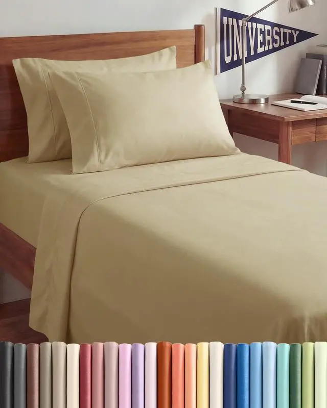 Main image of Twin XL 4 Piece Sheet Set - Comfy Breathable & Cooling - Ultra Soft Hotel Luxury Bedding Set w/ 8-16 Inch Deep Pockets - 1 Flat & 1 Fitted Sheet & 2 Pillowcases - Wrinkle Free and Easy Care - Beige
