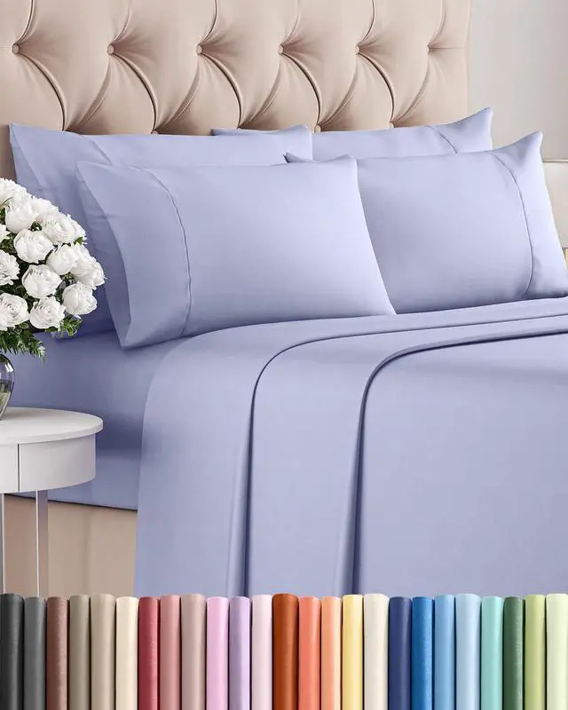 Main image of Queen 6 Piece Sheet Set - Comfy Breathable & Cooling - Ultra-Soft Hotel Luxury Bedding Set with 8-16 Inch Deep Pockets - 1 Flat & 1 Fitted Sheet & 4 Pillowcases - Wrinkle Free & Easy Care - Lavender